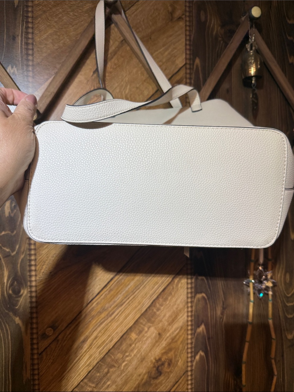 Nanette Lepore Ivory Pebbled Faux Leather Tote with Front Pockets - Picture 6 of 6